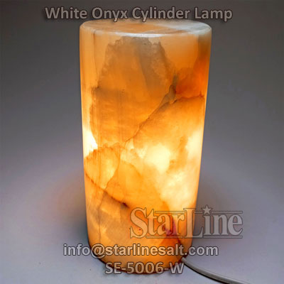 Cylinder Onyx Lamp White